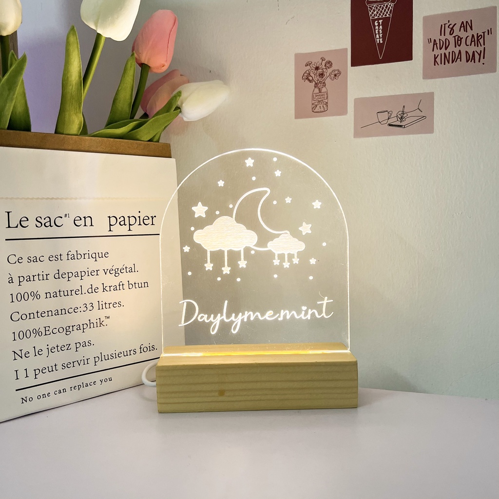 Đèn Khắc Chữ Theo Yêu Cầu, Đèn Ngủ Led 3D Decor Trang Trí Phòng - Dailyme.mint