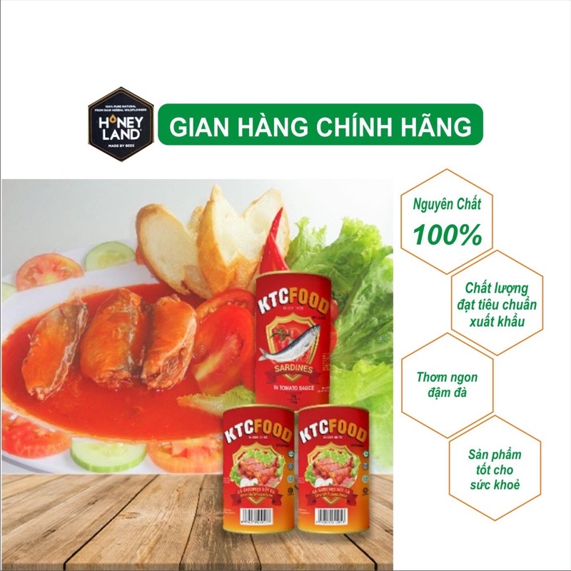 Cá mòi sốt cà xuất khẩu KTC Food Kiên Giang, 5 Hộp HONEYLAND 155g/hộp