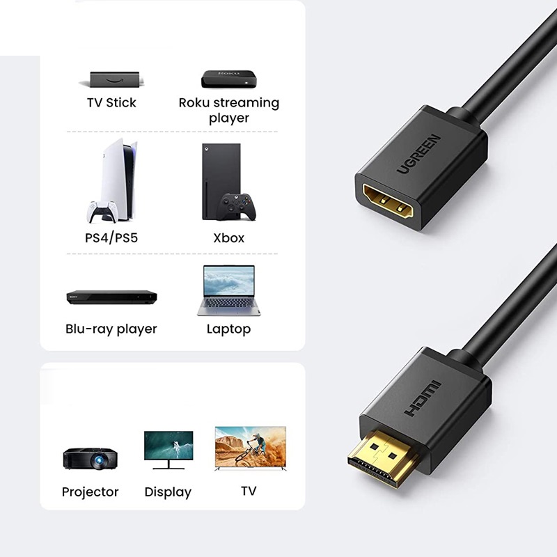 Cáp HDMI nối dài 3M hỗ trợ 4K 2K chính hãng Ugreen 10145