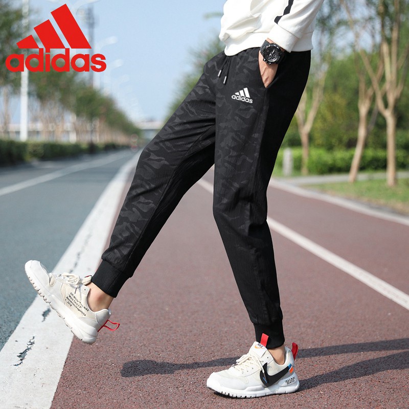 Adidas Quần jogger nam nữ ống rộng bo thun cỡ lớn thời trang năng động