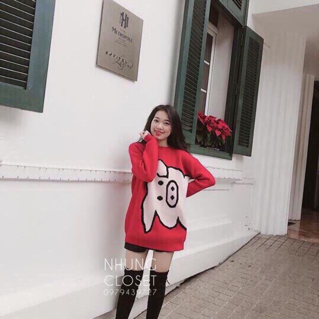 Áo len lợn. Hàng quảng châu nhé. Chất dày mịn. Fom thụng. Nam nữ mặc ok hết ạ. Sắm mặc đôi, mặc nhóm. Hàng sẵn tại shop