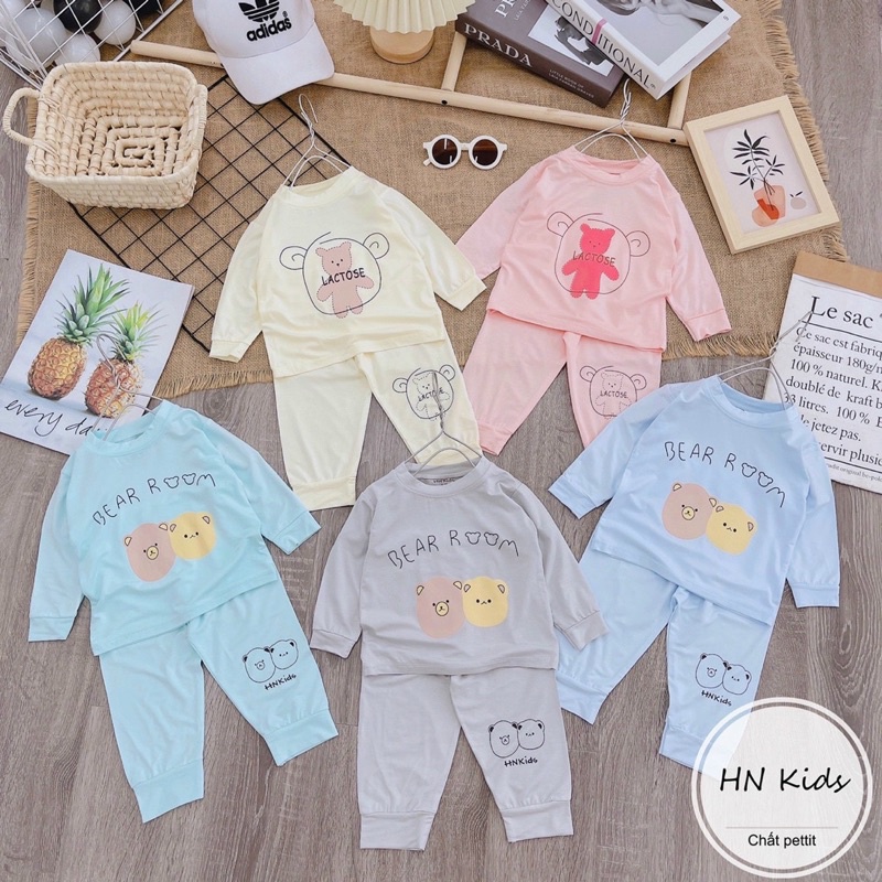 Bộ dài tay hình gấu chất peptit của Hn kids