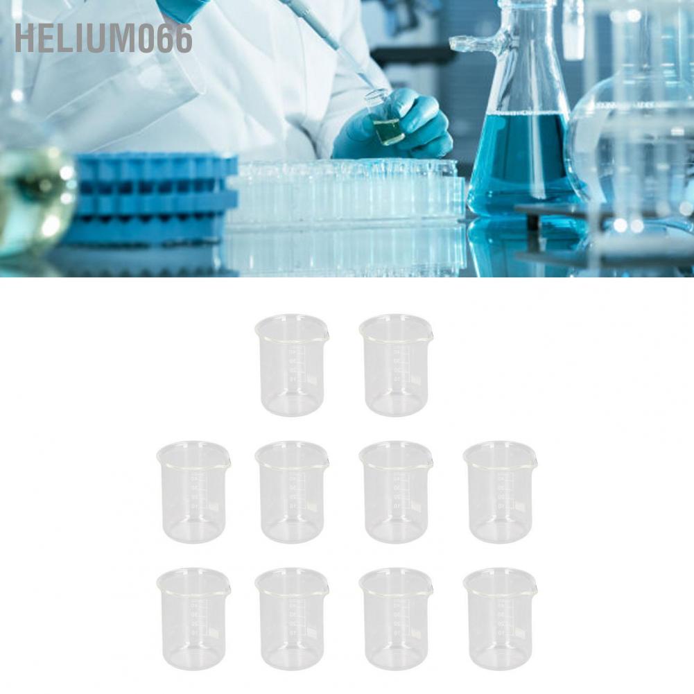 [Hàng mới về] Set 10 cốc thí nghiệm chia vạch tiêu chuẩn trong suốt bằng thủy tinh dày hình trụ 50ml