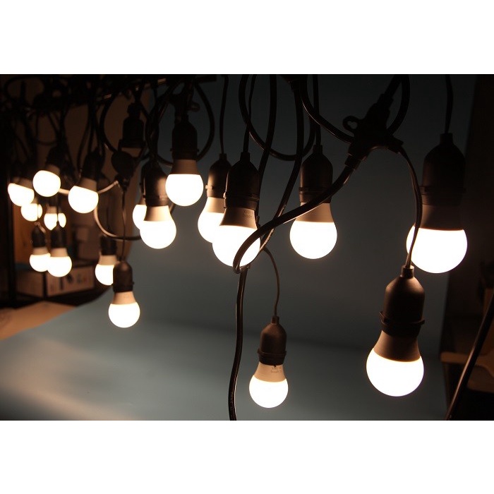Bộ Đèn Dây Trang Trí Ngoài Trời 10m 20 bóng, Dây Đuôi Đèn Kín Nước E27 Treo Cây