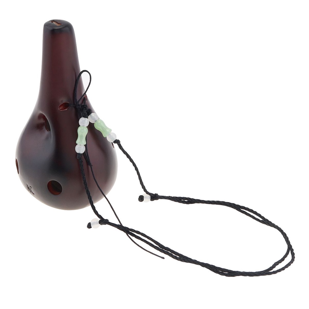 Sáo Ocarina Gốm 6 Lỗ Màu Đen Có Dây Treo Cho Người Mới Bắt Đầu