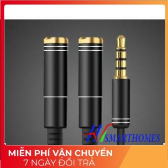 Dây chia từ jack 3.5 ra 1 tai nghe và 1 mic 4 khấc mạ vàng cao cấp, dây chia 1 tai 1 mic, jack chia audio