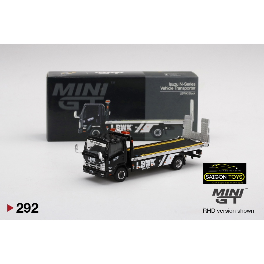 Isuzu N-Series Vehicle Transporter LBWK Black - Xe mô hình cao cấp tỷ lệ 1:64 chính hãng MINIGT - Card Mỹ
