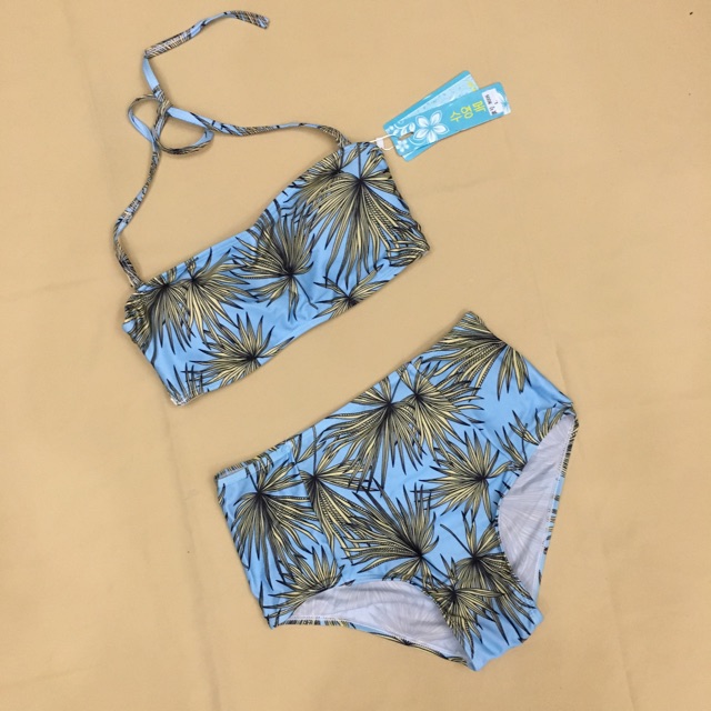 CÓ SẴN SET bikini eo cao họa tiết lá dừa | BigBuy360 - bigbuy360.vn
