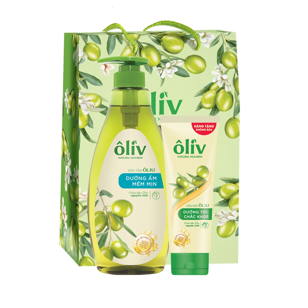 Hộp Quà Sữa Tắm Mềm Mịn Ôliv 650ml - Tặng Dầu Gội Chắc Khỏe Ôliv 100ml