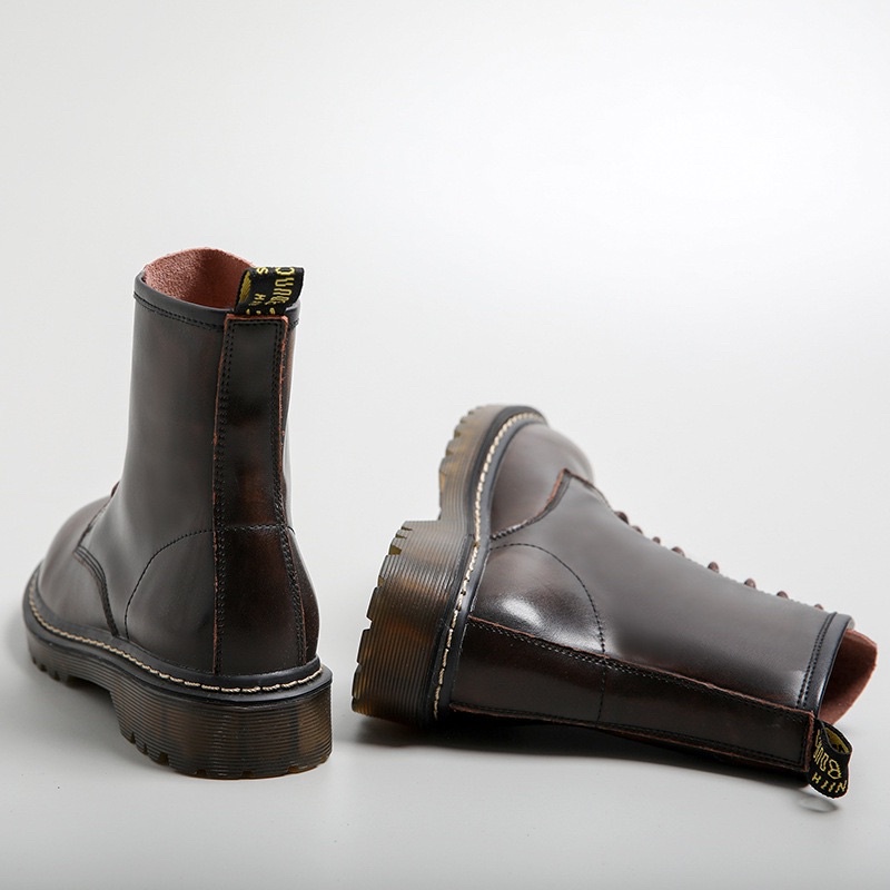 Giày boots da bò cổ cao vintage