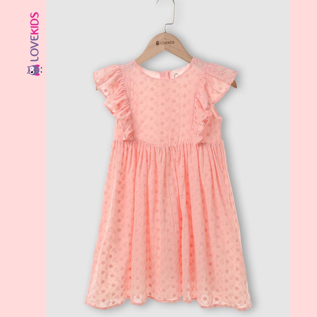 Váy thêu hoa nhí tay xếp ly Lovekids