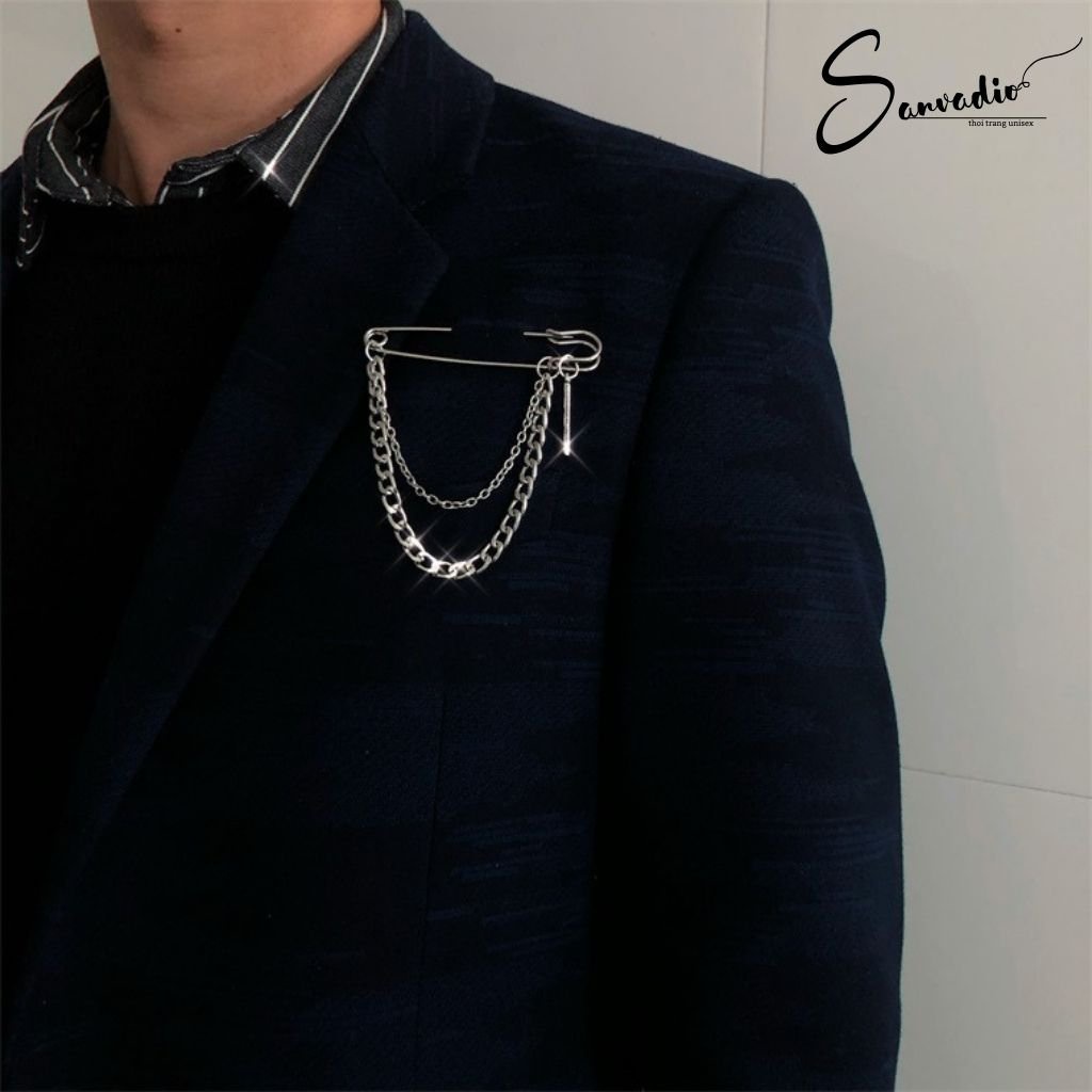 Ghim cài quần áo kim loại phong cách hàn quốc - Gim cài áo vest quần jean bằng titan mẫu 1 ghim phong cách hip hop mới