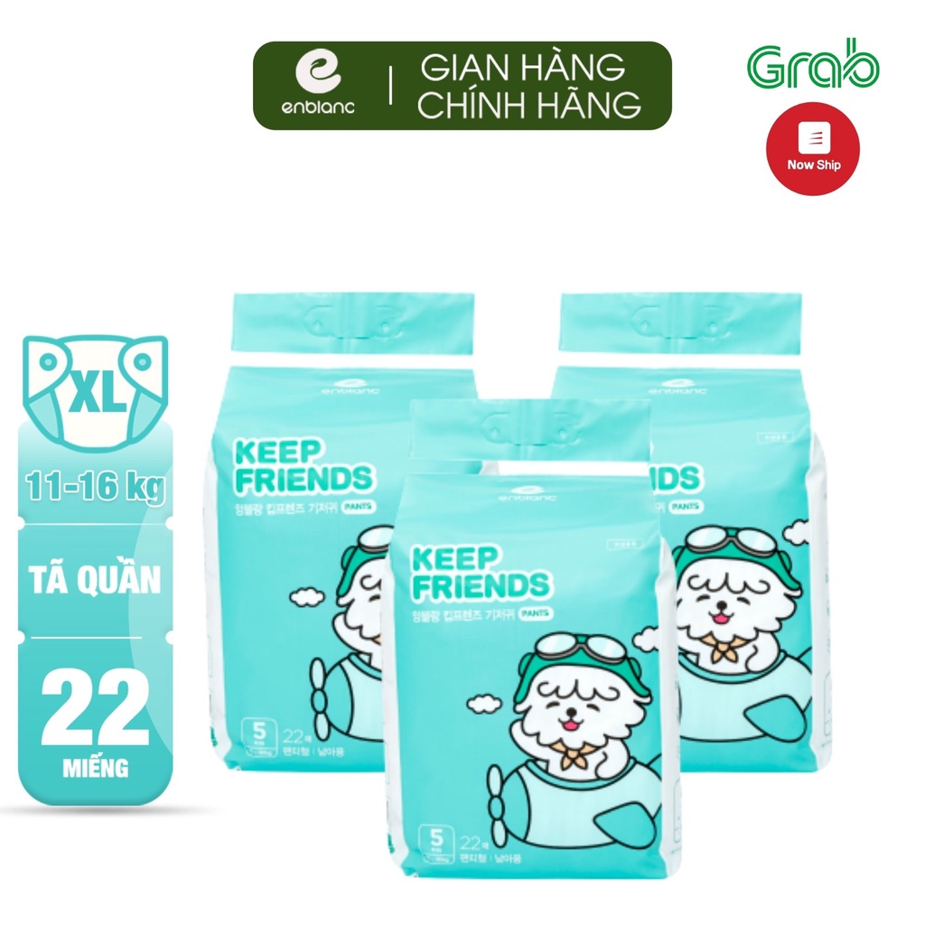 (tặng khăn mini) Tã bỉm quần ENBLANC KEEP FRIENDS Nội Địa Hàn Size L26/XL22/XXL18