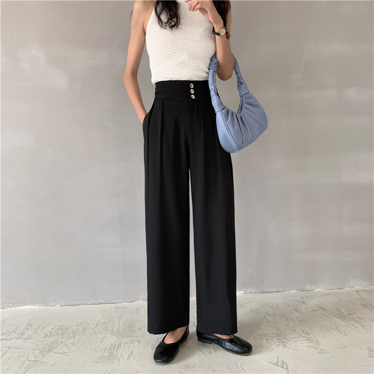 Quần Ống Suông Lưng Cao Trơn Màu Xinh Xắn Dành Cho Nữ 42104 | BigBuy360 - bigbuy360.vn