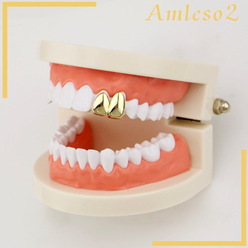Hot Unisex Hip Hop Silicone Glitter 18k Plated Tooth Grills Cap 2pcs