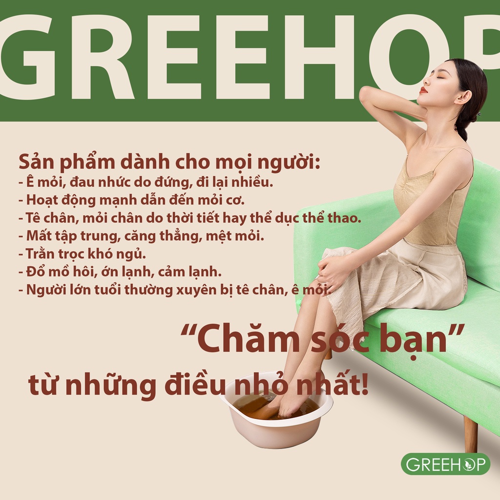 Set 30 túi muối ngâm chân thảo dược Greehop giảm hôi chân, mất ngủ