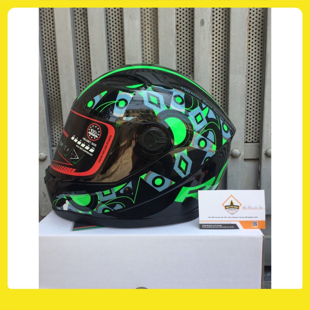 mũ bảo hiểm fullface AGU tem Valentino Rossi xanh lá cây thanh mát Shop chuyên mũ nón phượt