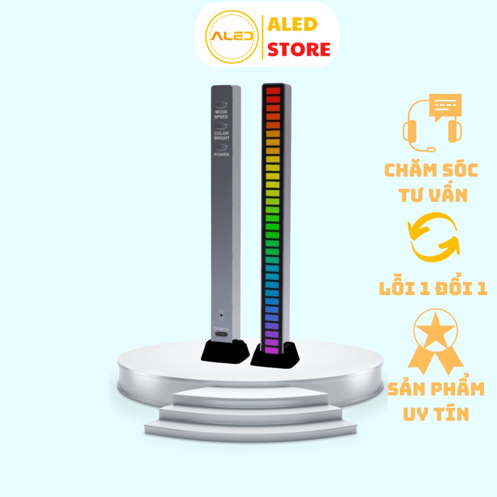 Đèn cảm ứng âm thanh RGB , đèn led nháy theo nhạc ánh sáng trang trí cho bàn máy tính PC làm việc livestream