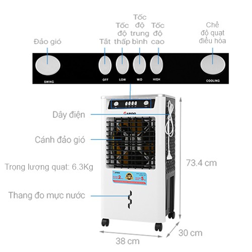 (Giá tốt) Quạt điều hòa làm mát không khí Rapido FRESH 3000M 3000D có bánh xe di chuyển bảo hành chính hãng 2 năm