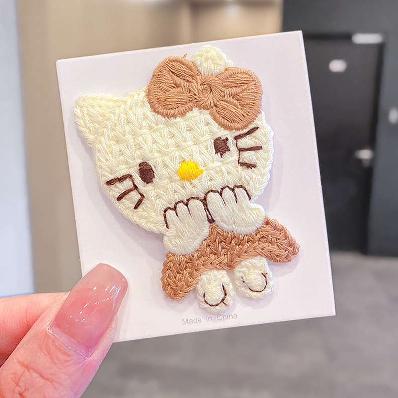 Kẹp Tóc Dệt Kim Họa Tiết Gấu/Thỏ Hoạt Hình Chống Trượt Xinh Xắn Cho Bé Gái