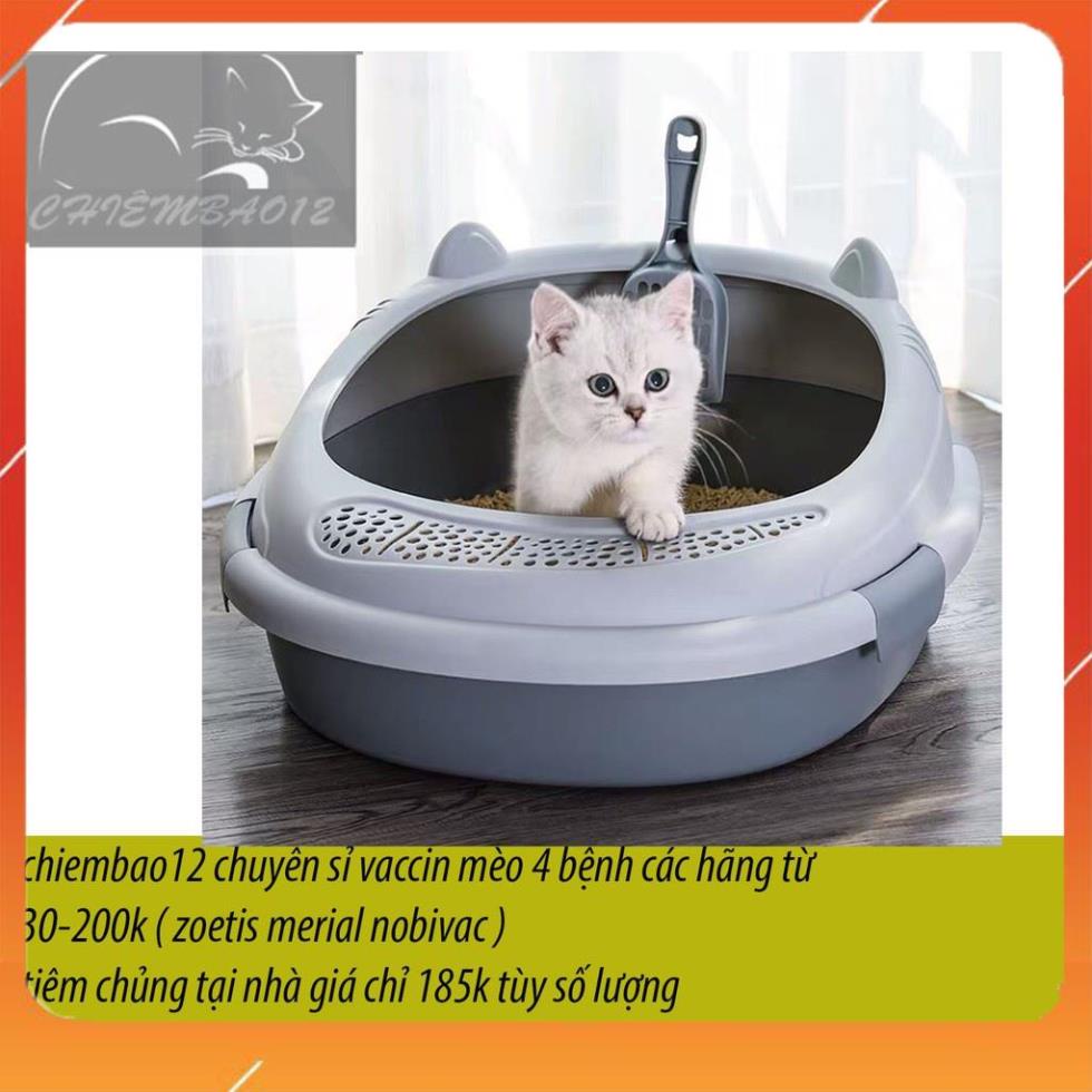 khay vệ sinh cho mèo - khay vệ sinh hình tai mèo dễ thương(kèm xẻng)-supetshophn