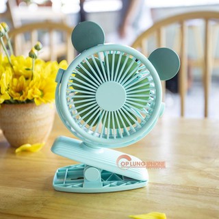 Quạt tích điện Mini kẹp bàn có đèn hình thú Diandi - Quạt Mini 3 chế độ gió cực mát
