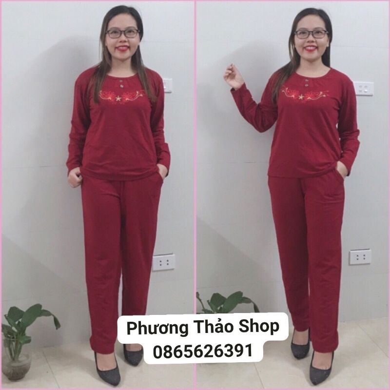 Bộ Nỉ Da Cá Trung Niên Mặc Nhà Cho Mẹ_ Bộ Mặc Thủ Đông