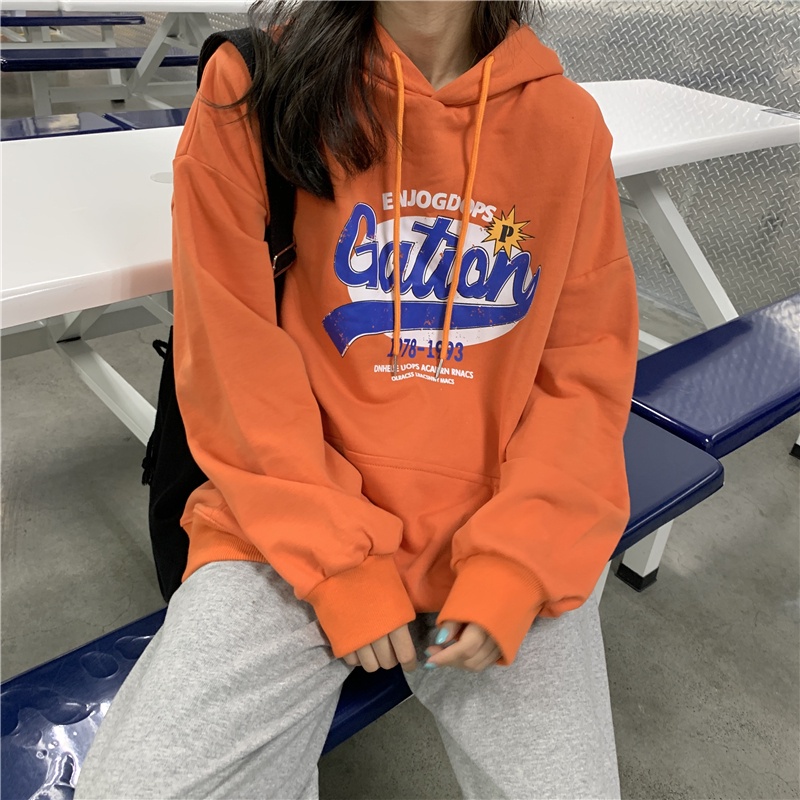 SUXI Áo Hoodie Tay Dài Dáng Rộng In Hình Cá Tính Phong Cách Hàn Quốc Cho Nữ