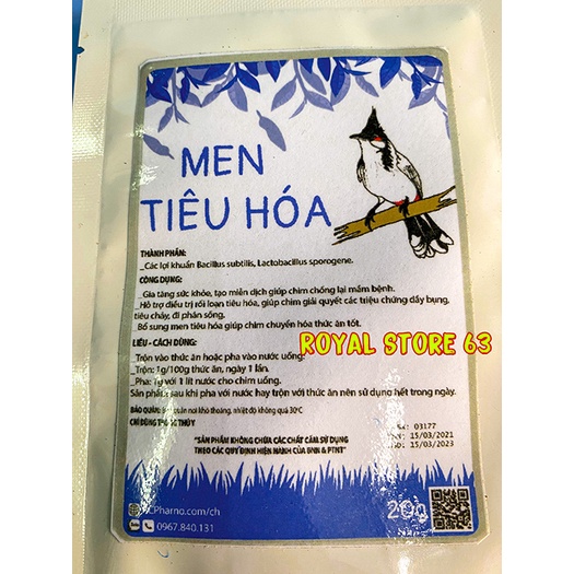 Men Tiêu Hóa Dành Cho Chim Cảnh 20gram Giúp ăn khỏe Acpharno
