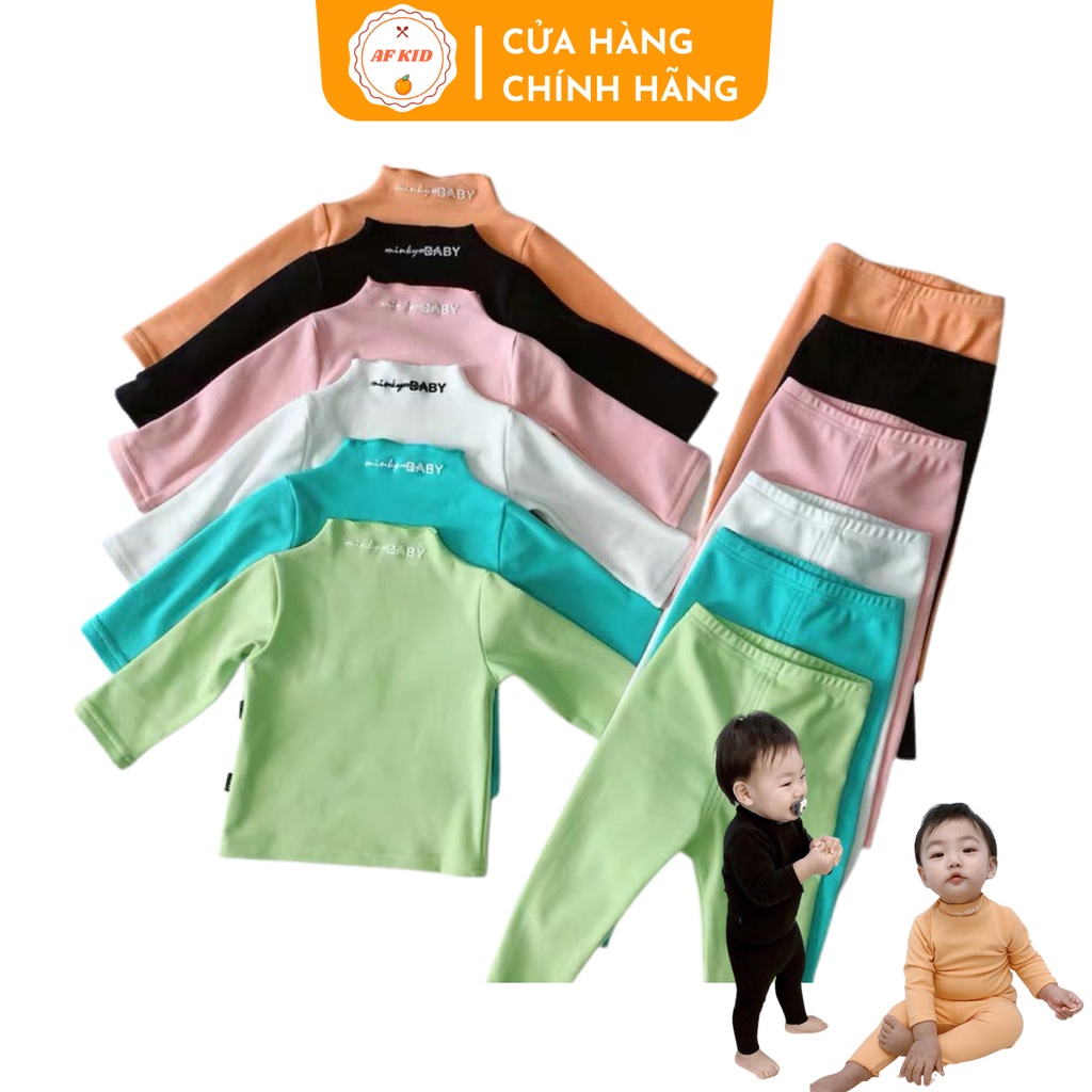 Bộ quần áo trẻ em cổ lọ Minky Mom Baby cho bé trai bé gái chất cotton cao cấp siêu co giãn và mềm mịn 6-18kg
