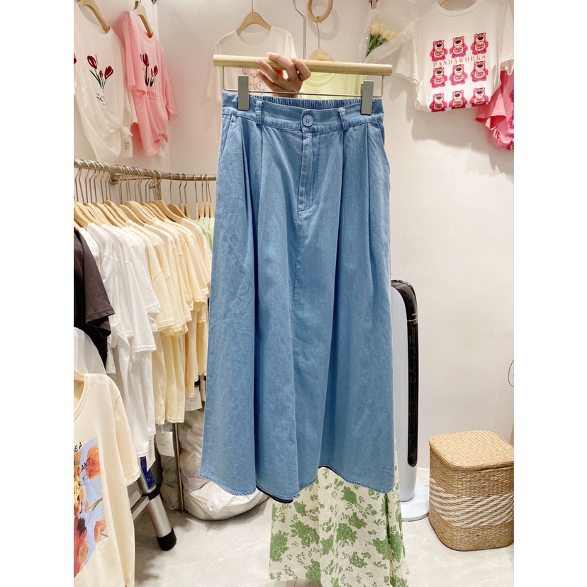 CHÂN VÁY BÒ XÒE CHUN SAU CHO NỮ