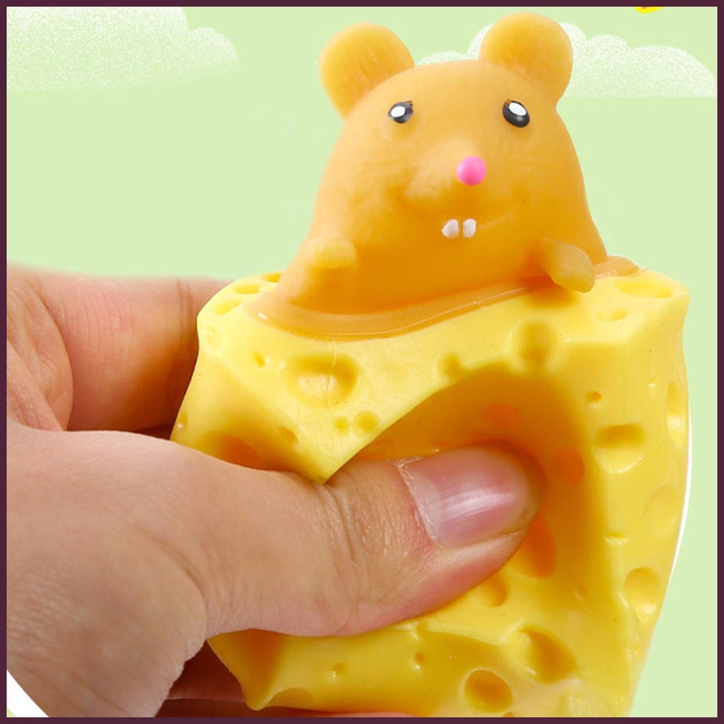 Đồ Chơi Bóp Mềm Mại Hình Chú Chuột Phô Mai Vui Nhộn Cho Bé Và Người Lớn