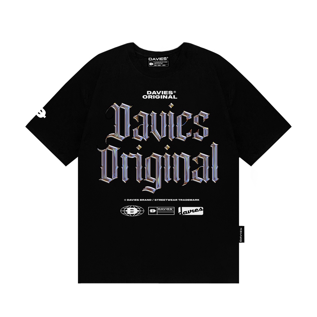 Áo thun nam nữ form rộng tay lỡ màu đen Davies Chrome Gothic Tee local brand | D26-T8