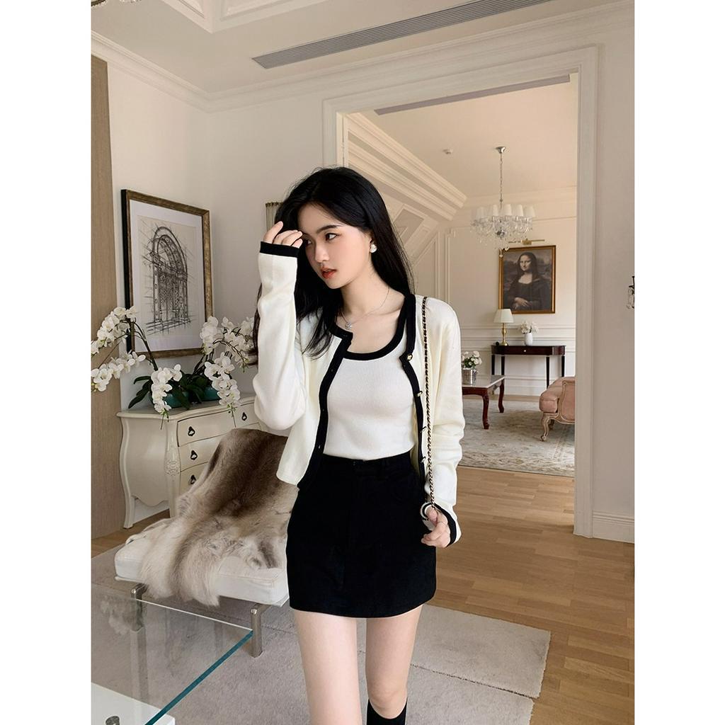 ZHELIHANGFEI Bộ Áo Cardigan Dệt Kim Màu Hồng Mềm Mại Có Hương Thơm Thời Trang Cho Nữ