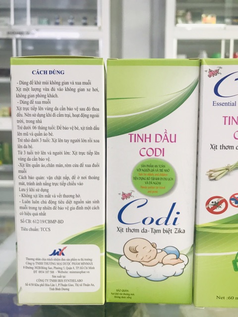 Xịt chống côn trùng dùng được cho trẻ dưới 6 tháng Codi