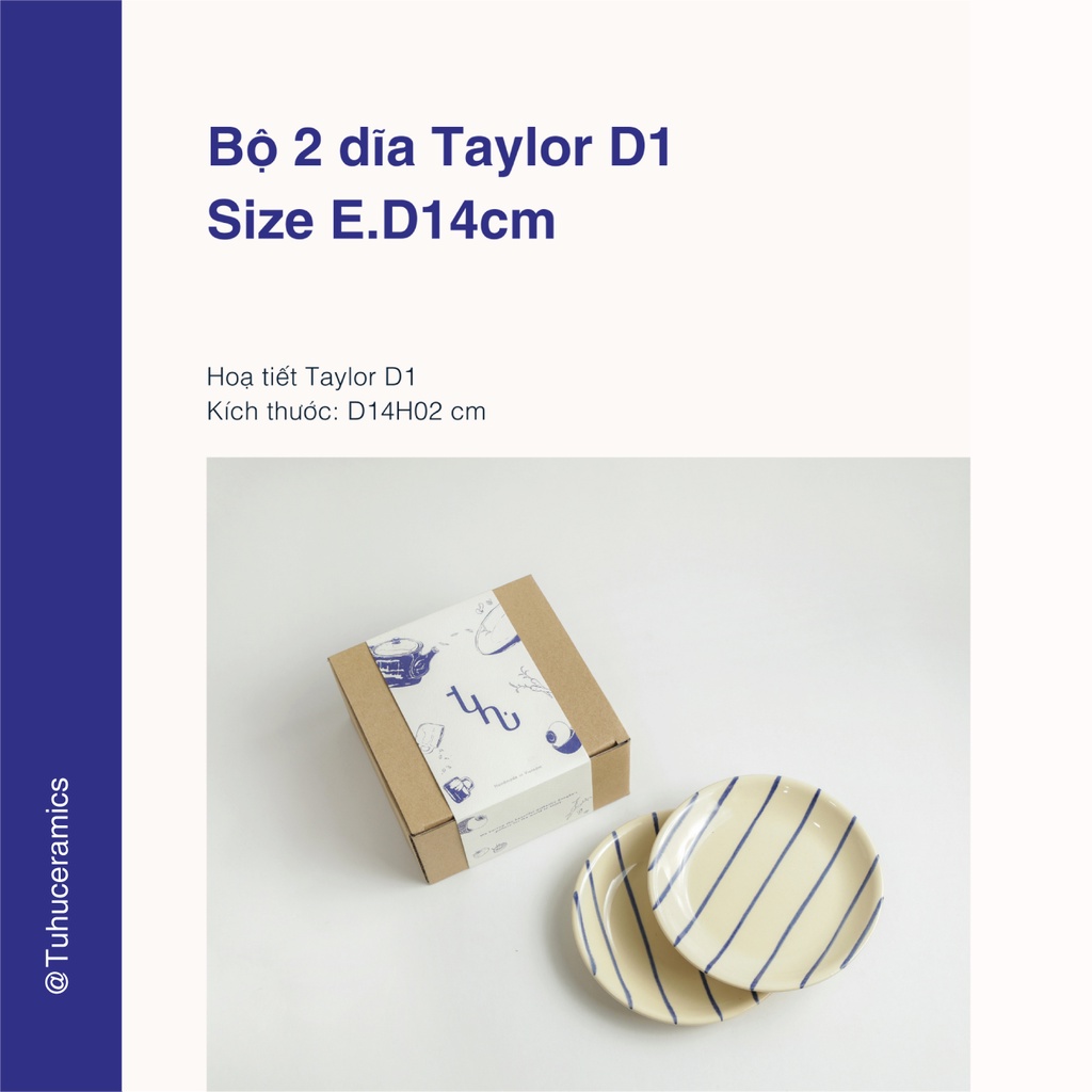 Bộ 2 dĩa 14cm họa tiết "Taylor D1"