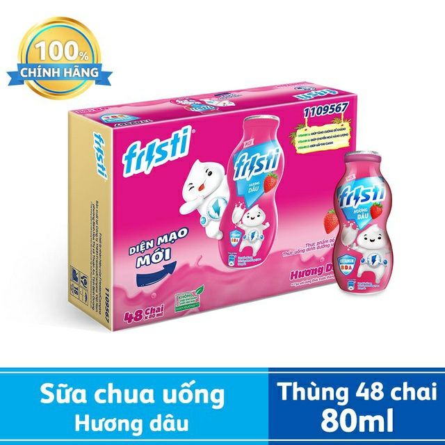 [HSD T9-2023] Thùng 48 Chai Sữa Chua Uống Fristi Hương Dâu 80ml