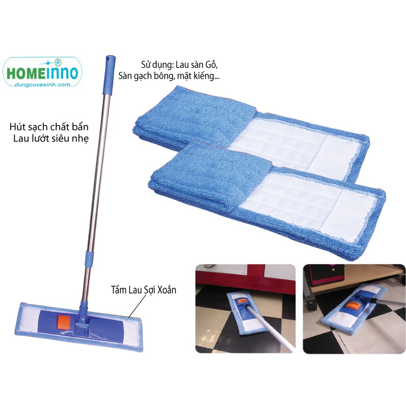 Cây lau Siêu sạch Microfiber Mịn 40cm Kiểu Cài