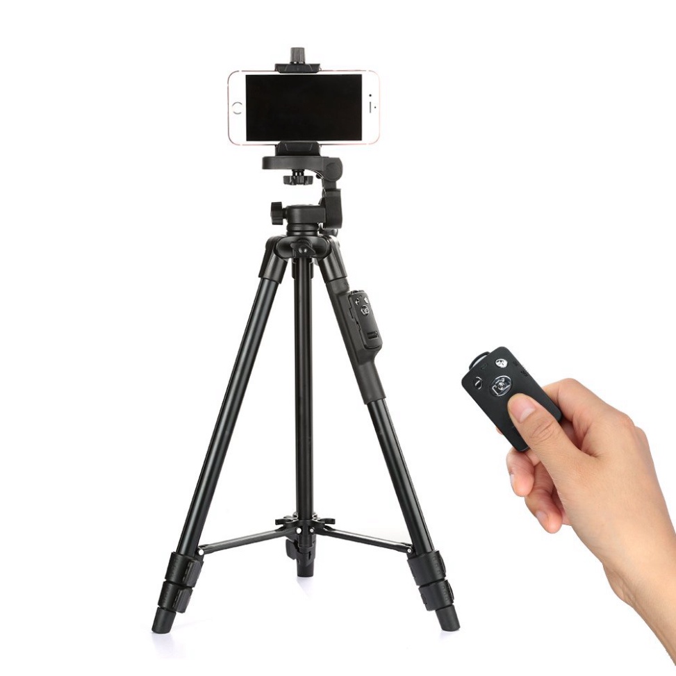 Giá đỡ điện thoại - máy ảnh YUNTENG-5208 3 chân chắc chắn trang bị remote chụp ảnh, Tripod 3 chân kéo dài 1 mét