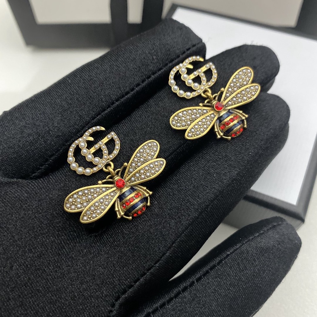 Bông Tai Gucci Bằng Thép Titan Hình Logo GG Đôi Thời Trang Cho Nữ