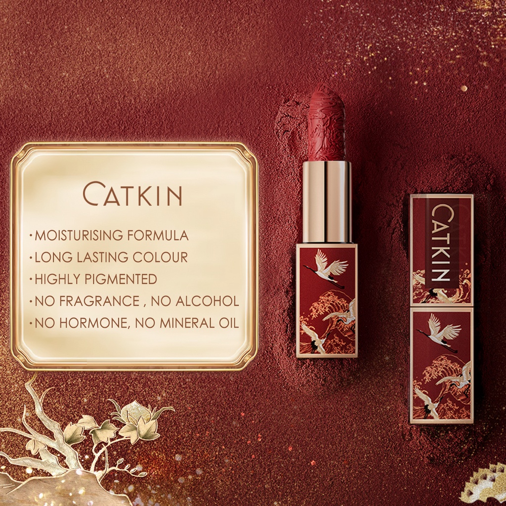 Son môi lì CATKIN thỏi dạng kem nhung lì trang điểm môi nội địa Trung 3.6g