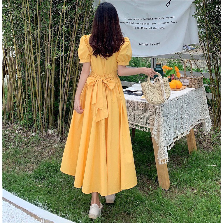 [HÀNG ĐẸP] Váy ulzzang tiểu thư vintage thắt nơ siêu xinh - V19 - janna house