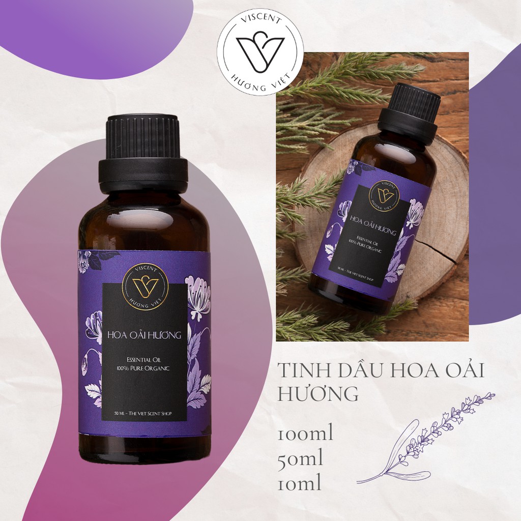 Tinh dầu ViScent Lavender - Hoa Oải Hương 50ml &100ml (Mua 3 tặng 1)