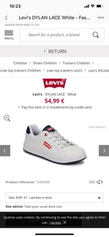 Giầy sneaker Bé trai, bé gái , Levis
