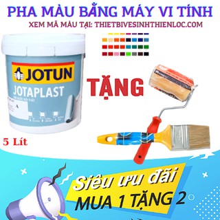 [TẶNG CÂY LĂN VÀ CỌ]  Sơn tường nội thất Jotun Jotaplast, trắng mờ, 5 lít, pha màu bằng máy vi tính.
