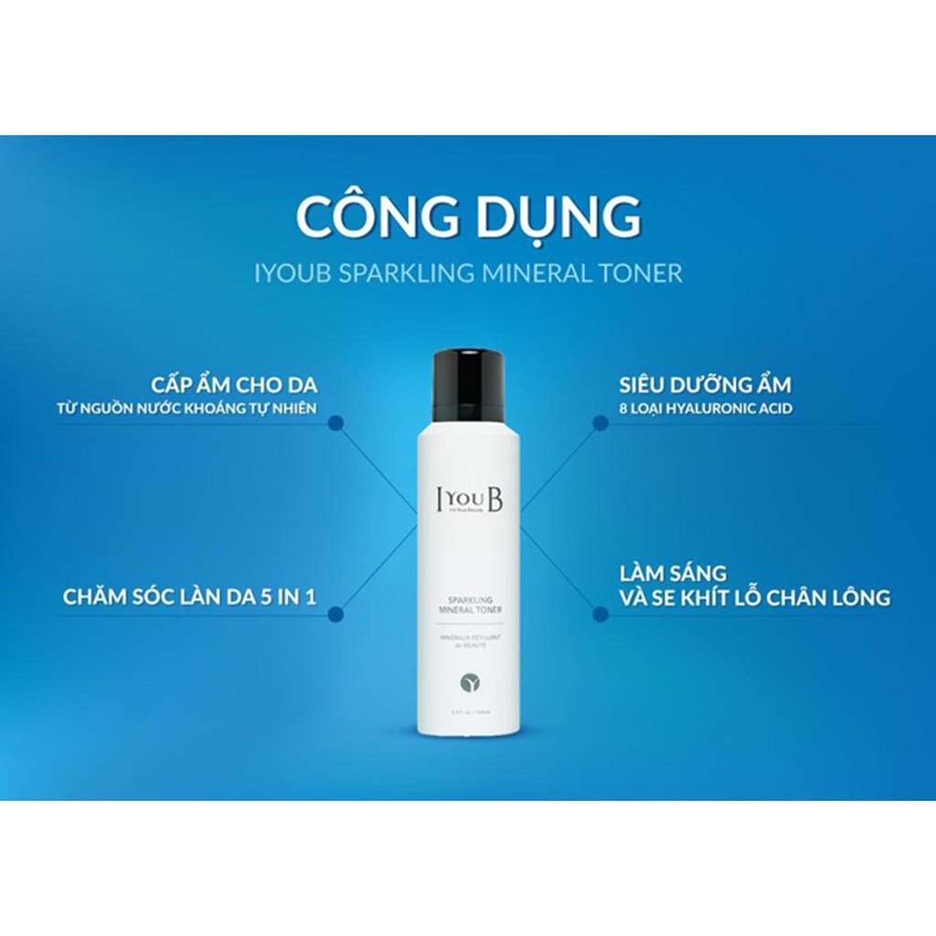 Toner Xịt Khoáng Dưỡng Ẩm, Làm Dịu Mát, Sáng Da IyouB Sparking Mineral Toner 160ml | BigBuy360 - bigbuy360.vn