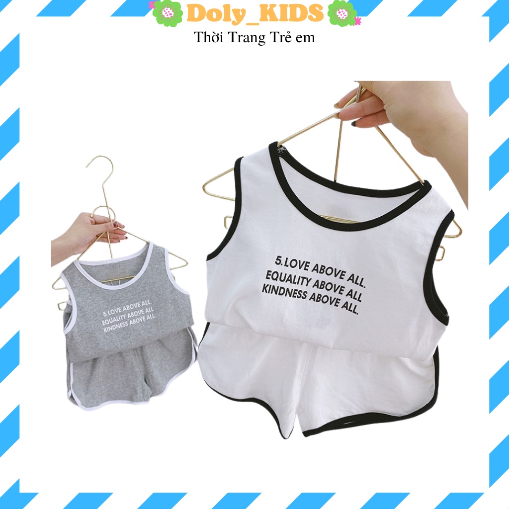 Bộ ba lỗ sát nách cho bé trai Doly kids, áo thun bé trai In Chữ LOVE TEA06, bộ hè bé trai từ 7-18kg