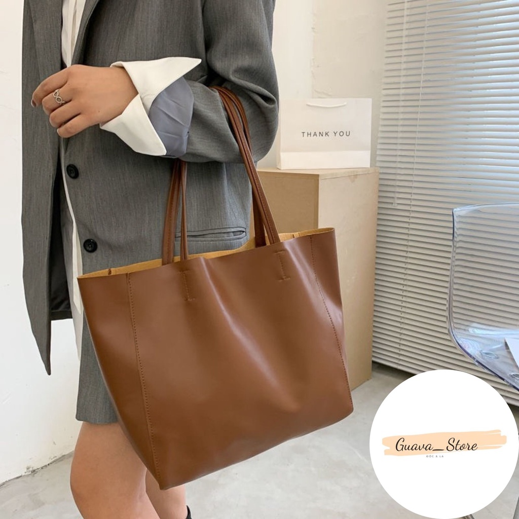 Túi Tote Da Trơn Mịn Đựng Vừa A4 Hai Quai 3 Màu Siêu Xinh Dành Cho Đi Học Đi Làm