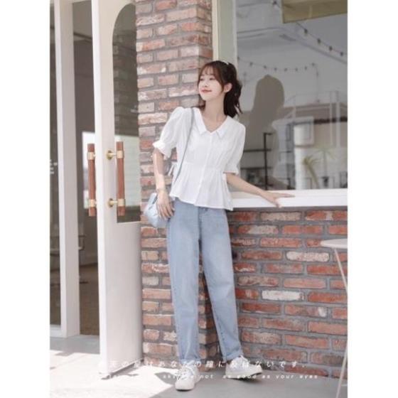 Quần bò nữ, Quần Baggy jean nữ lưng cao phong cách, Cạp quần cao vừa phải chất bò mịn đẹp TX 01