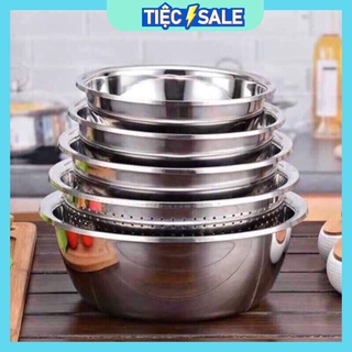 Set 5 món rổ và thau inox cao cấp